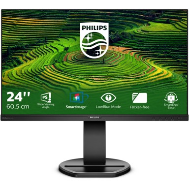 PHILIPS Monitor B-Line 241B8QJEB 61cm/24" (1920x1080) 16:9 5ms HDMI DVI VGA DisplayPort VESA Pivot Speaker Full HD Black